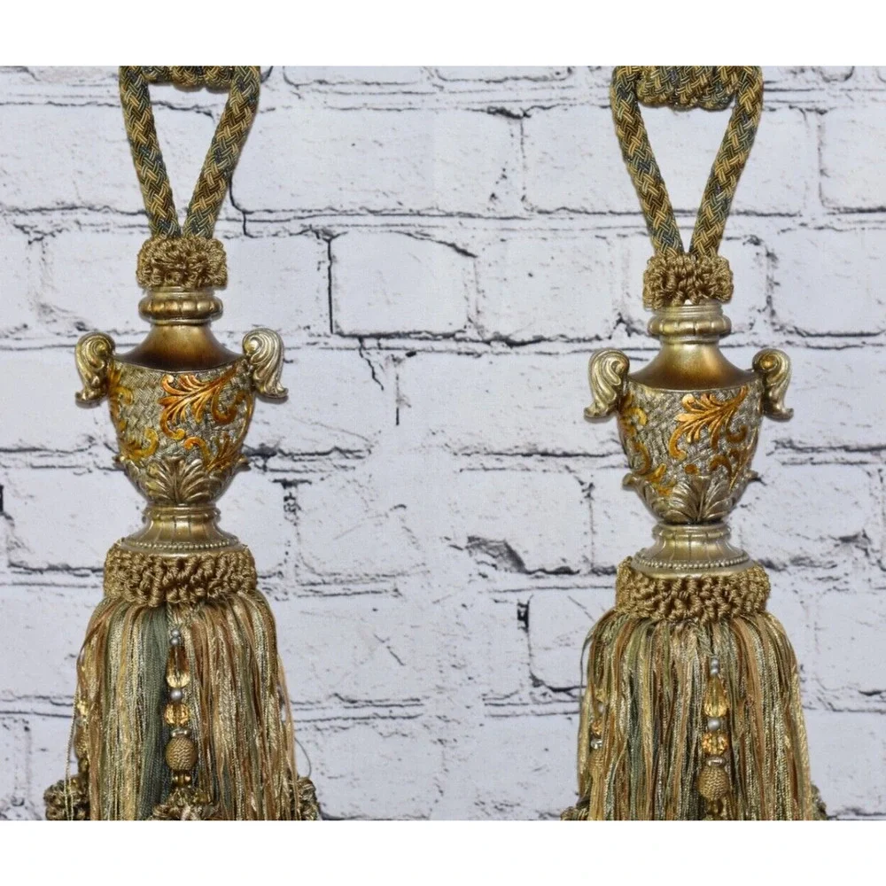 Large Set Luxurious High End Designer Embellished Heavy Curtain Tassel Tie-Backs
